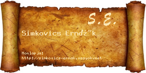 Simkovics Ernák névjegykártya